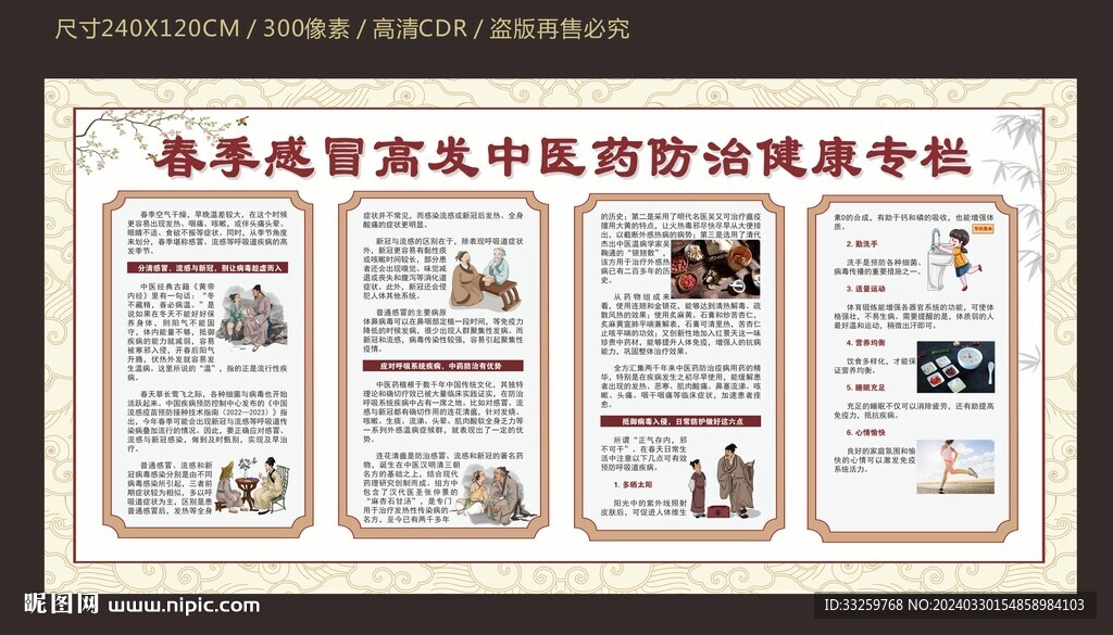 春季感冒中醫(yī)藥防治健康宣傳欄