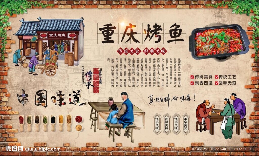 重慶烤魚(yú)背景墻