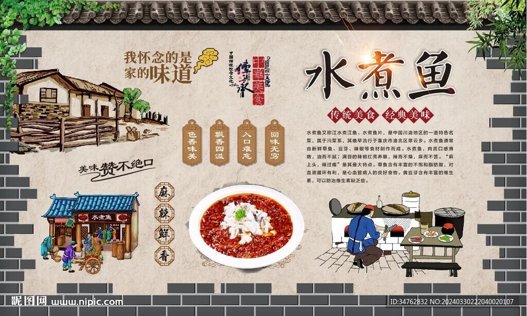 水煮魚背景墻