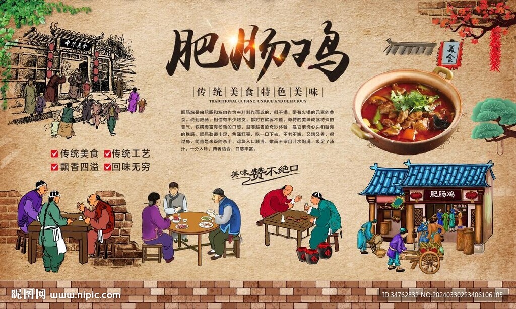 肥腸雞背景墻