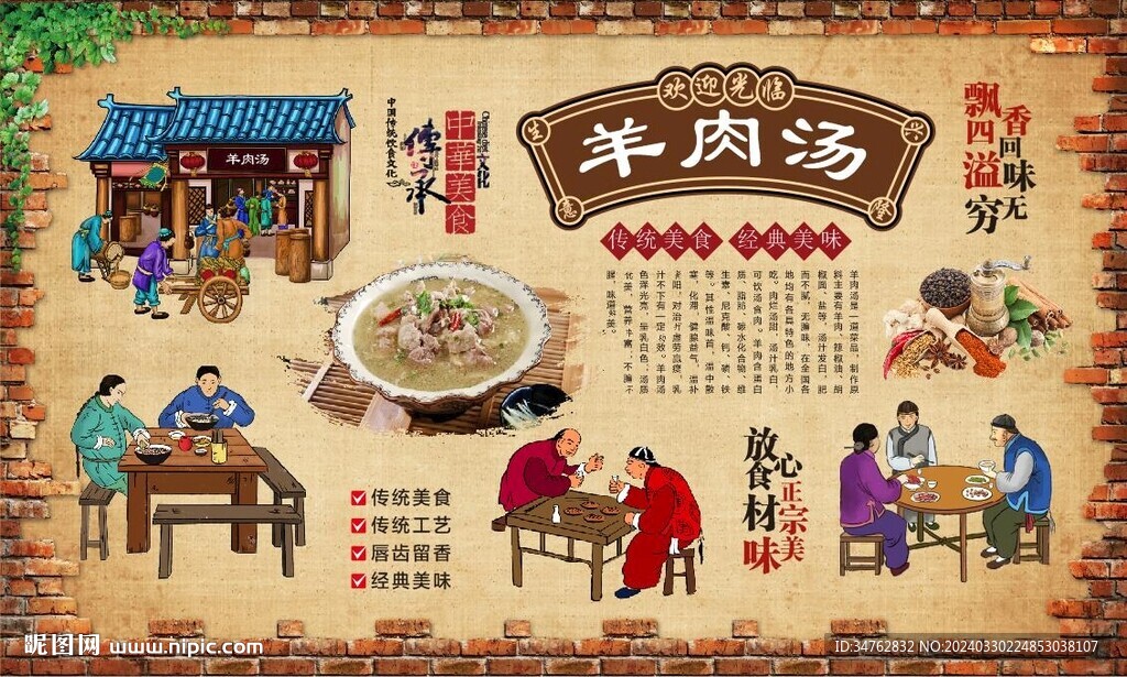 羊肉湯背景墻
