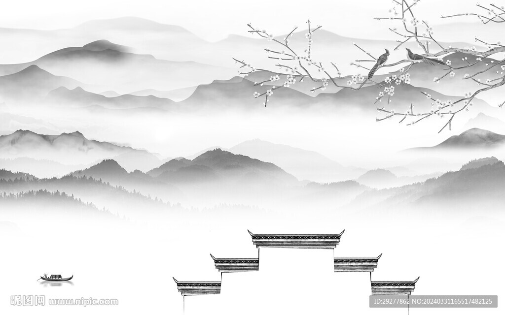 現(xiàn)代 灰色高清山水 TiF分層