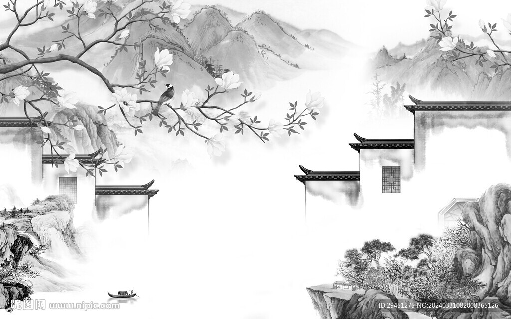 新款 新品中式山水 TIF分層
