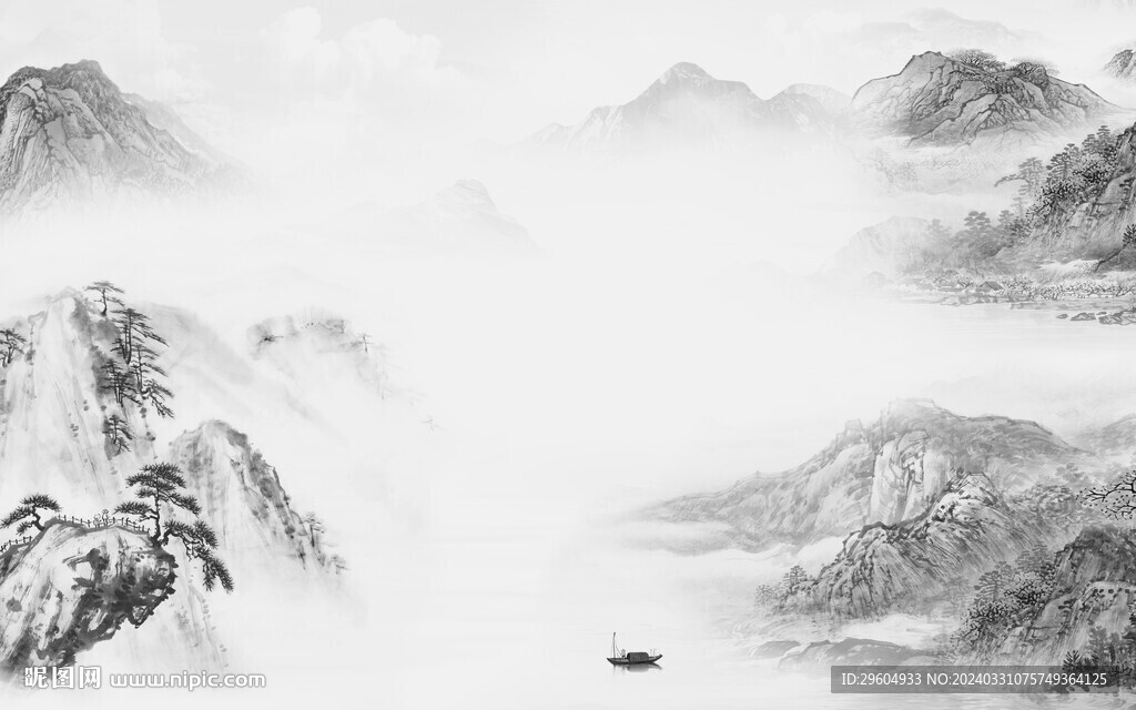 中式 簡約灰色山水 TiF分層