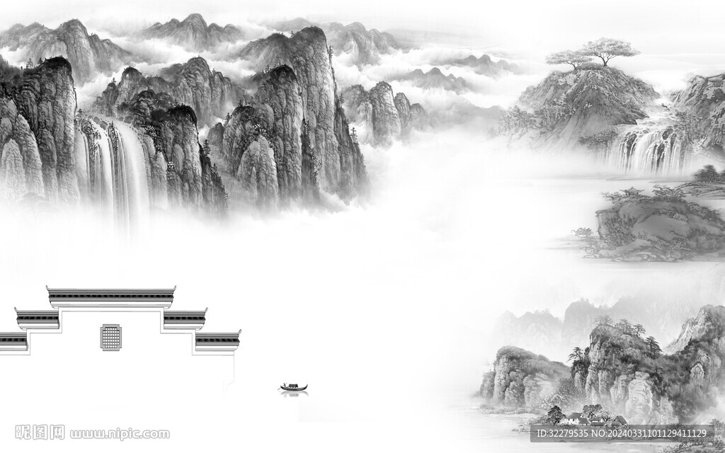 簡約 客廳灰色山水 TiF分層