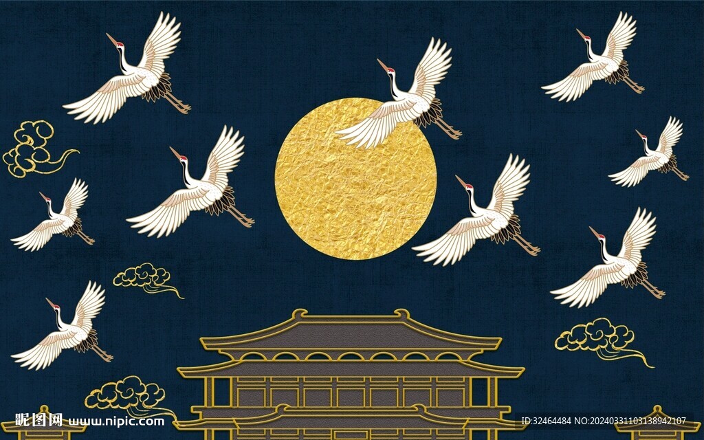 新中式瑞鶴圖