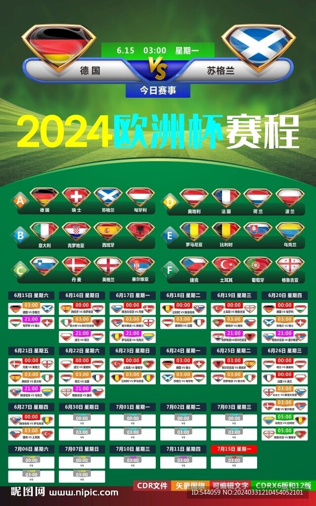 2024歐洲杯賽程 