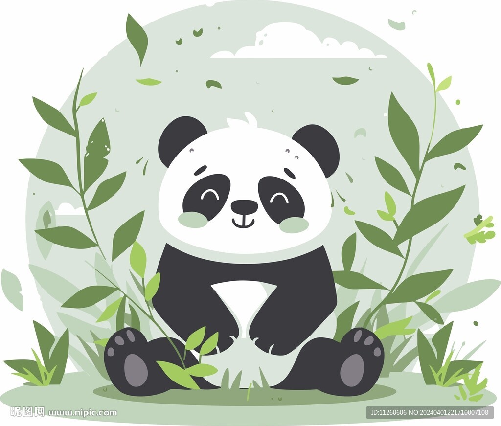 可爱的熊猫矢量插画