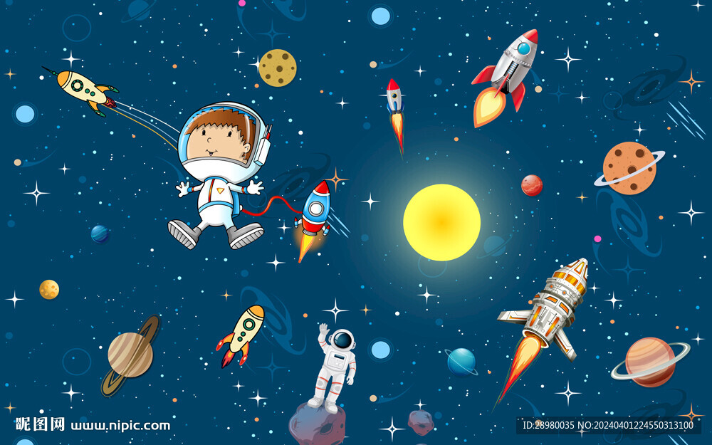 卡通宇宙星球宇航員