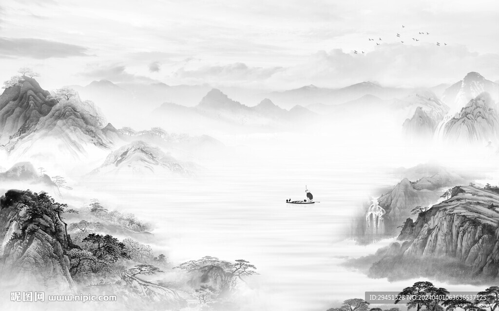 灰色山水畫 