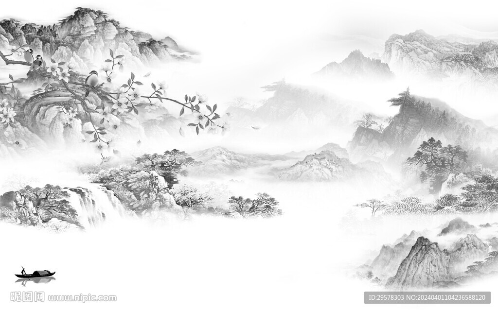 簡約 灰色客廳山水 TIF分層
