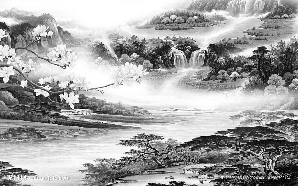 高端 新品灰色山水 TIF分層
