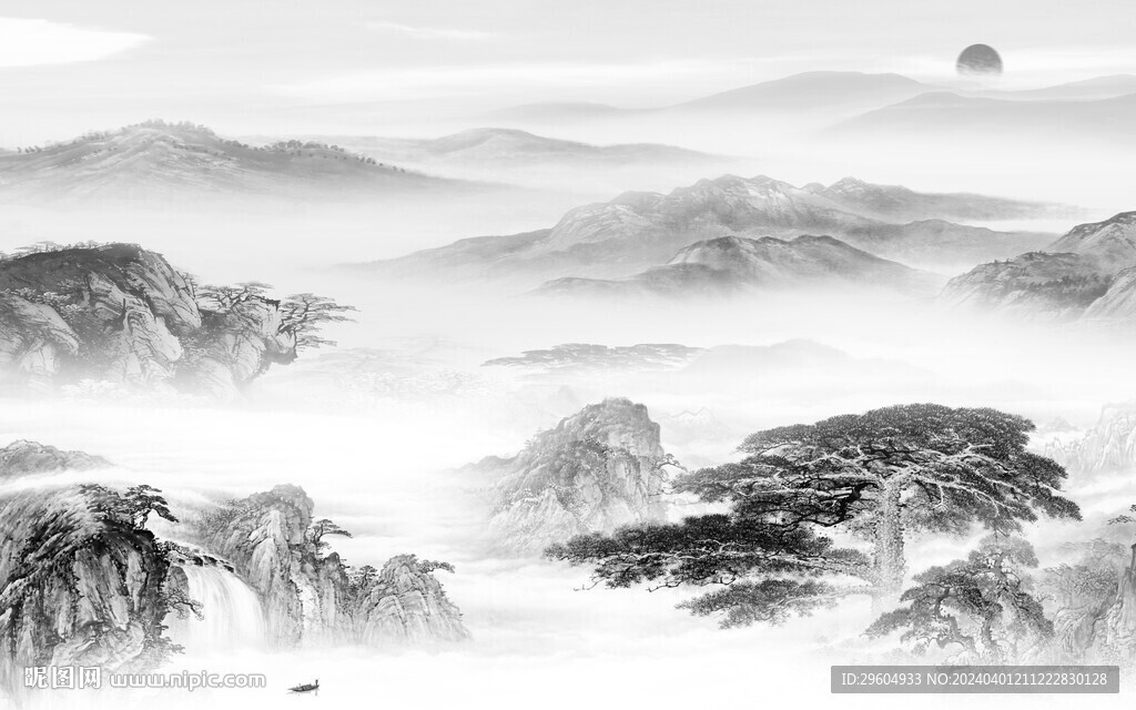 高清 簡約灰色山水 TiF分層