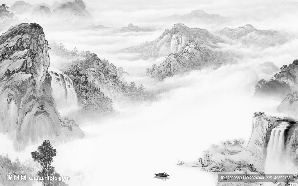 最新 高端灰色山水 TIF分層