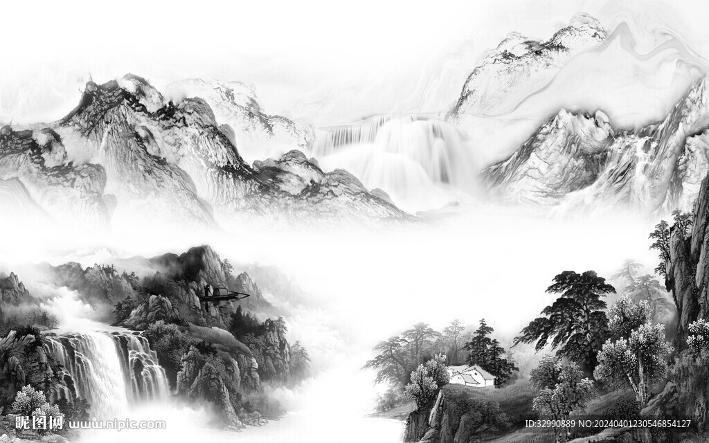 現(xiàn)代 高端灰色山水 TIF分層