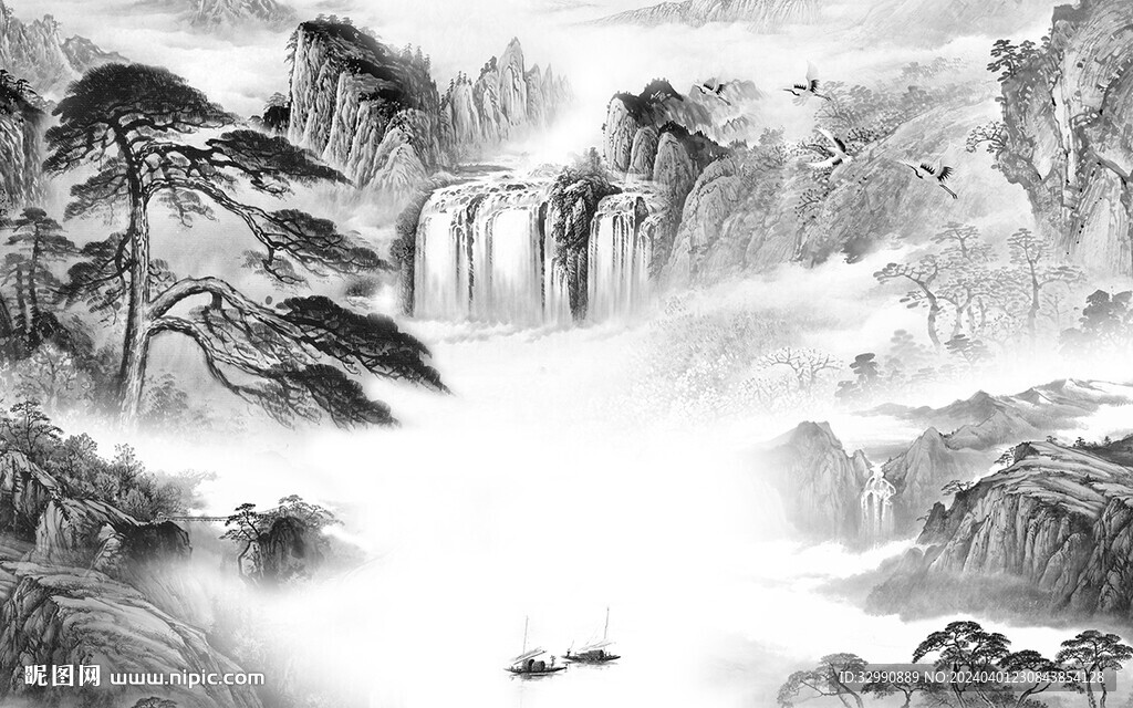 人氣 高端灰色山水 TIF分層