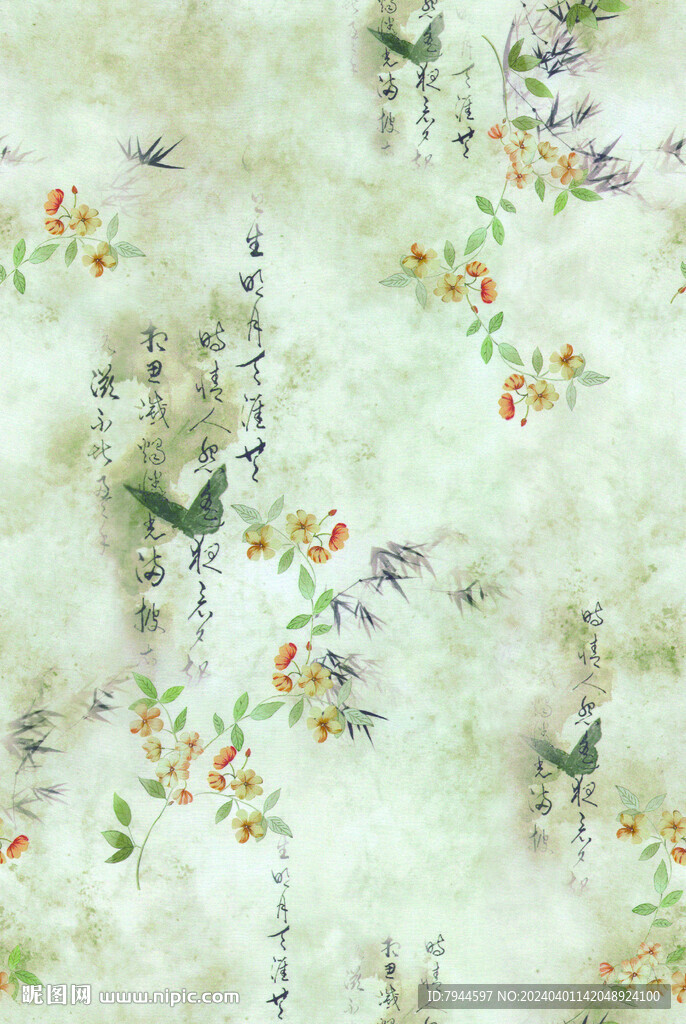 國風(fēng)服裝印花蝴蝶背景