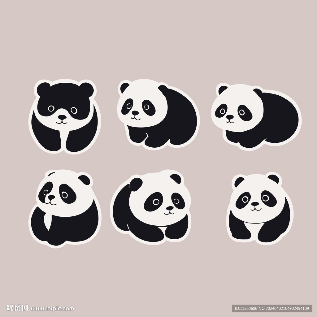 熊猫插画组图矢量
