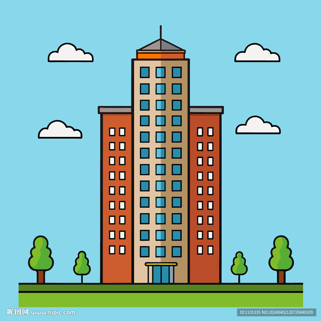 矢量建筑高大的樓房