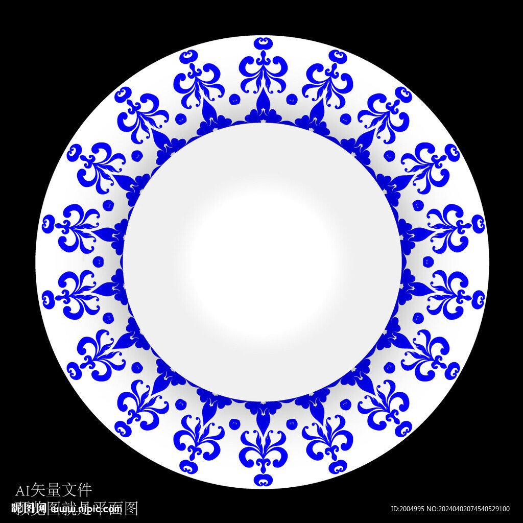 青花陶瓷餐盤花面設(shè)計
