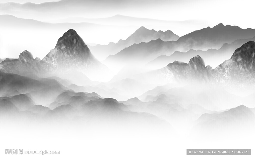 高清 灰色意境山水 Tif分層