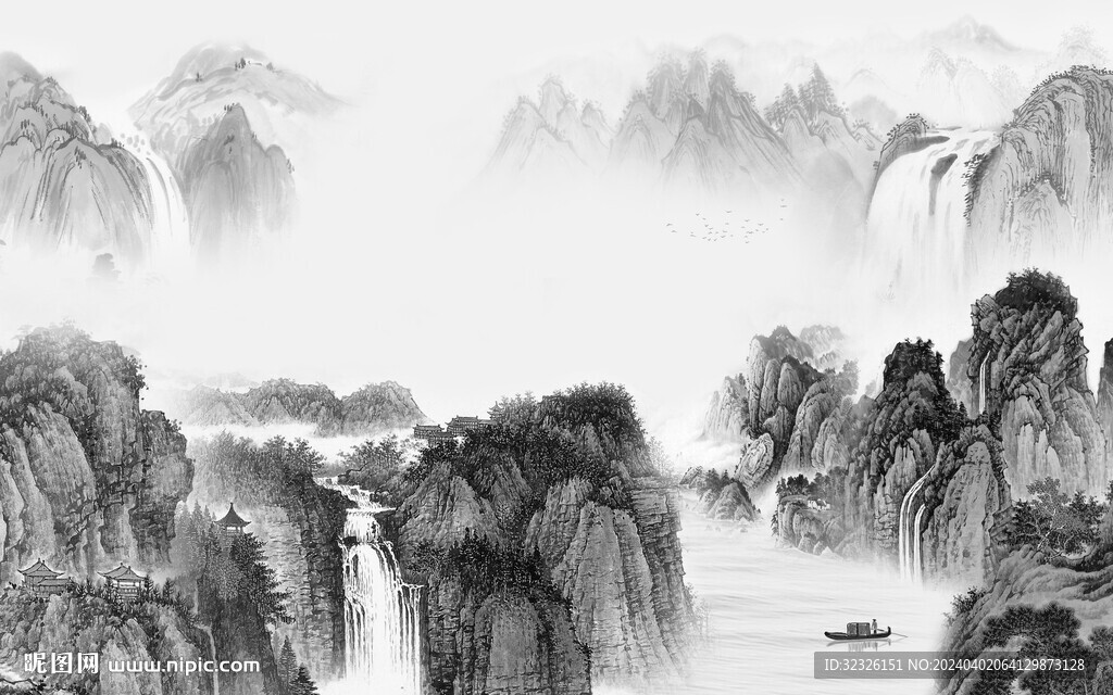 奢雅 灰色高清山水 Tif分層