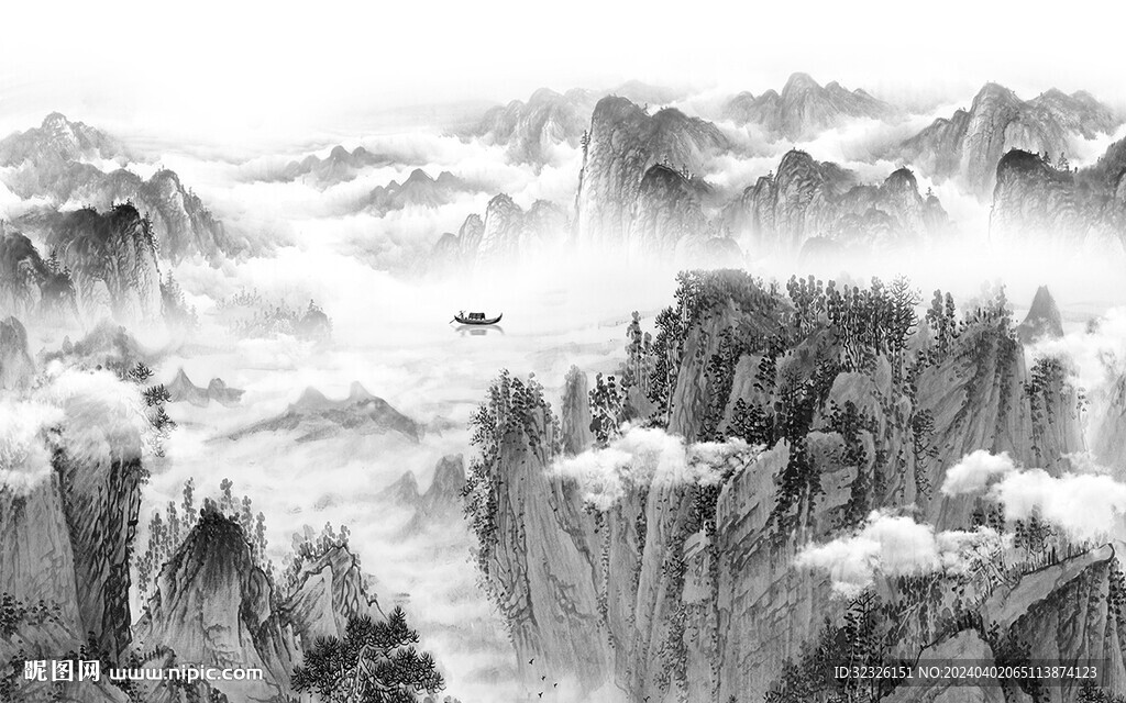 簡約 灰色高清山水 Tif分層