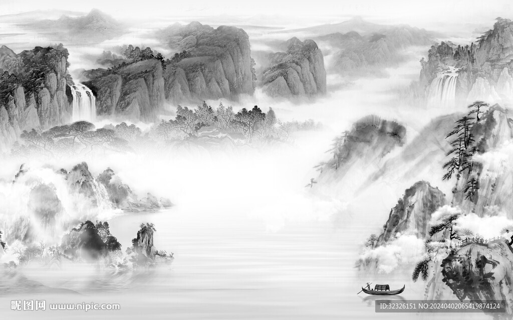 現(xiàn)代 灰色高清山水 Tif分層