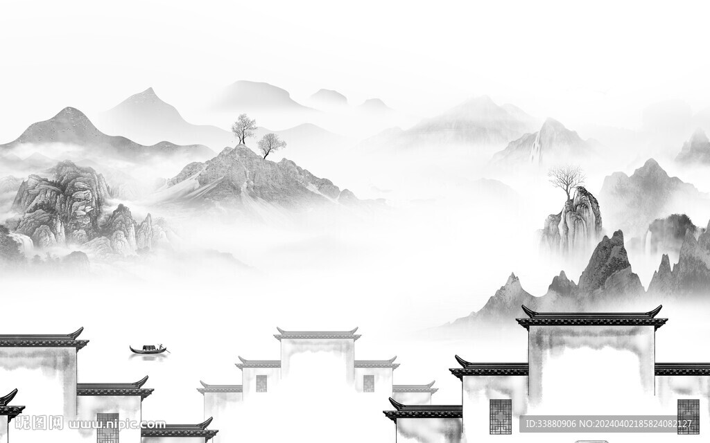 高檔 意境灰色山水 TiF分層
