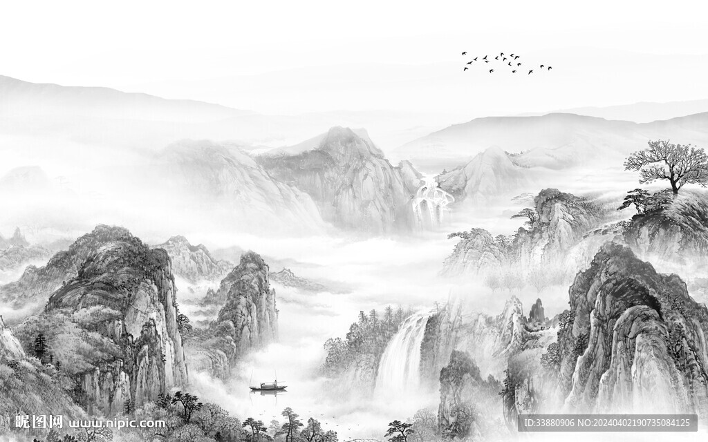 高清 意境灰色山水 TiF分層