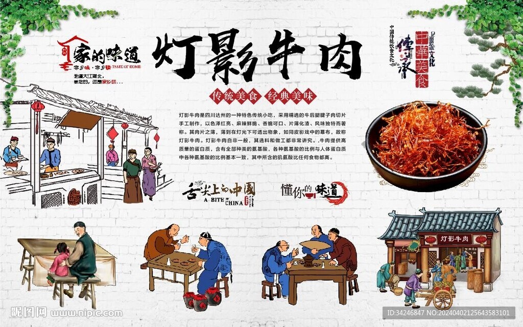 燈影牛肉背景墻
