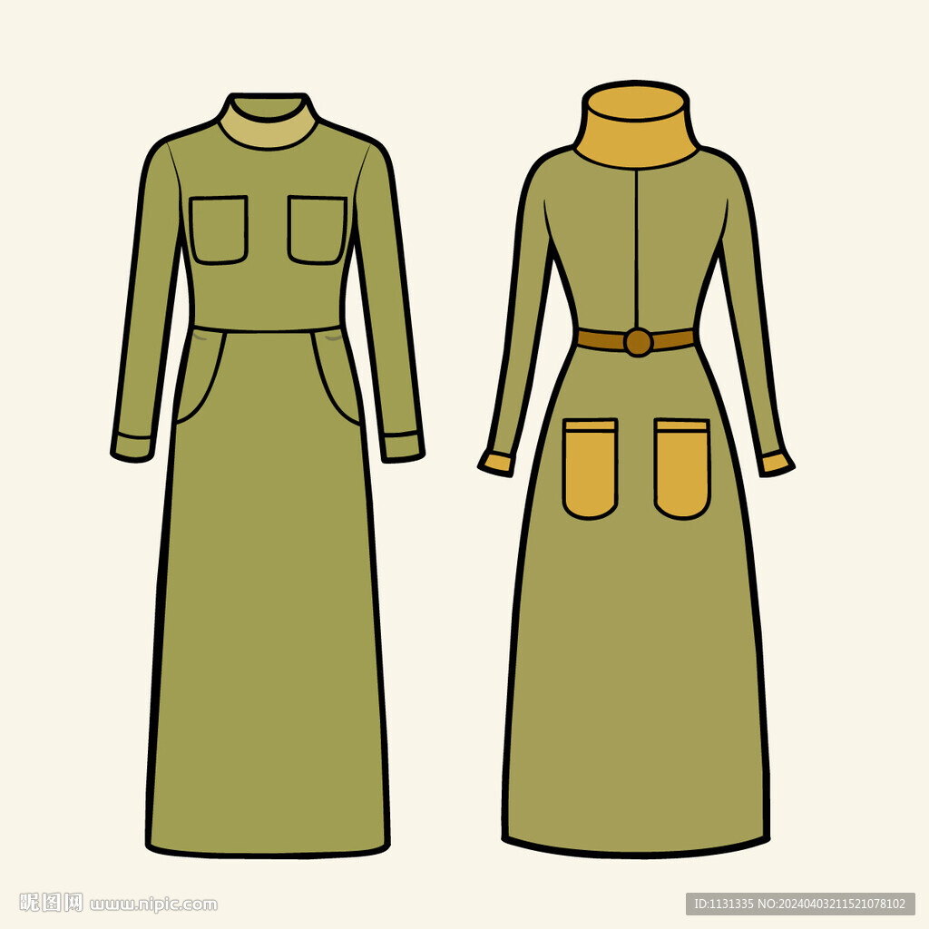 矢量衣服女性連衣長裙