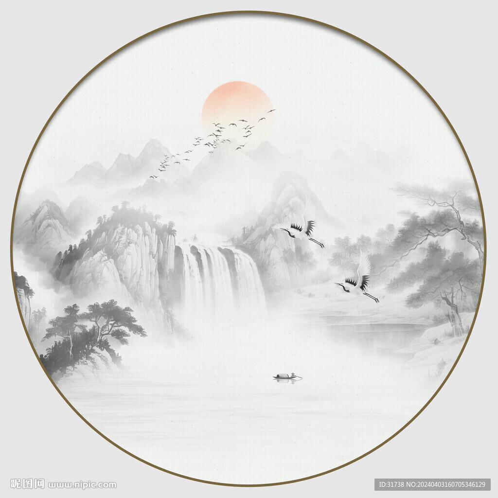 新中式水墨山水背景圖