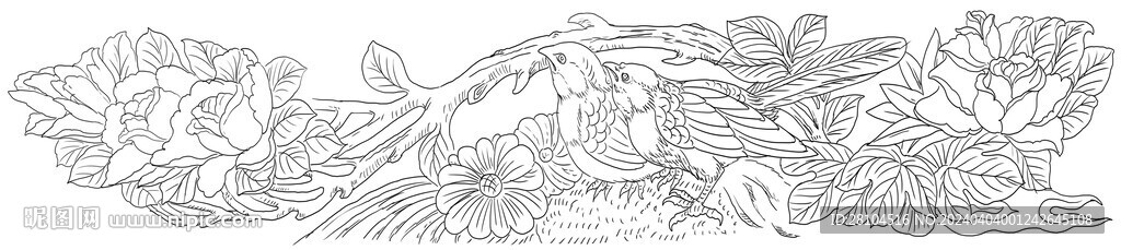 橫幅花鳥圖 