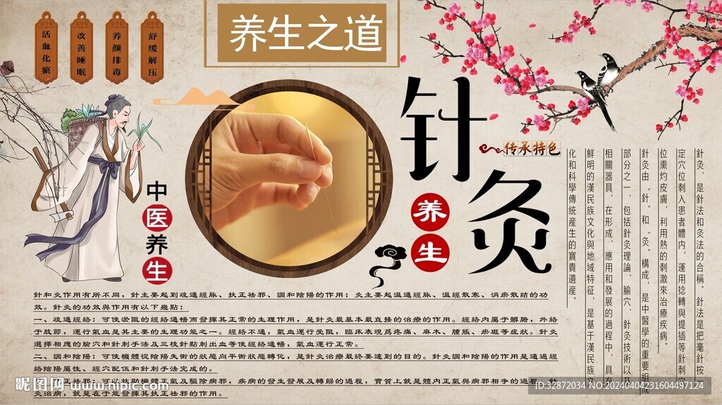 針灸養(yǎng)生背景墻