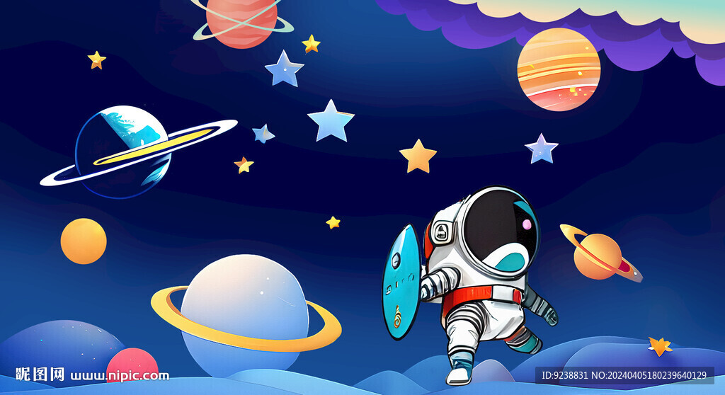 卡通星空兒童房背景
