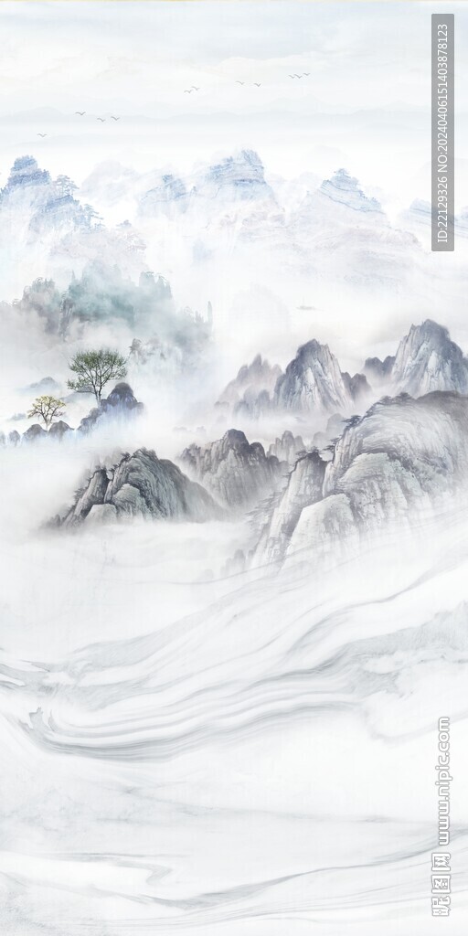 復式大理石紋山水背景墻