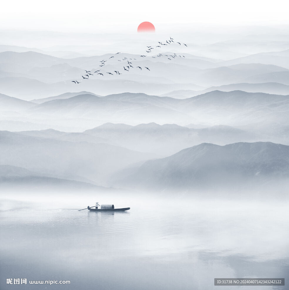 現(xiàn)代簡約水墨山水畫電視背景墻