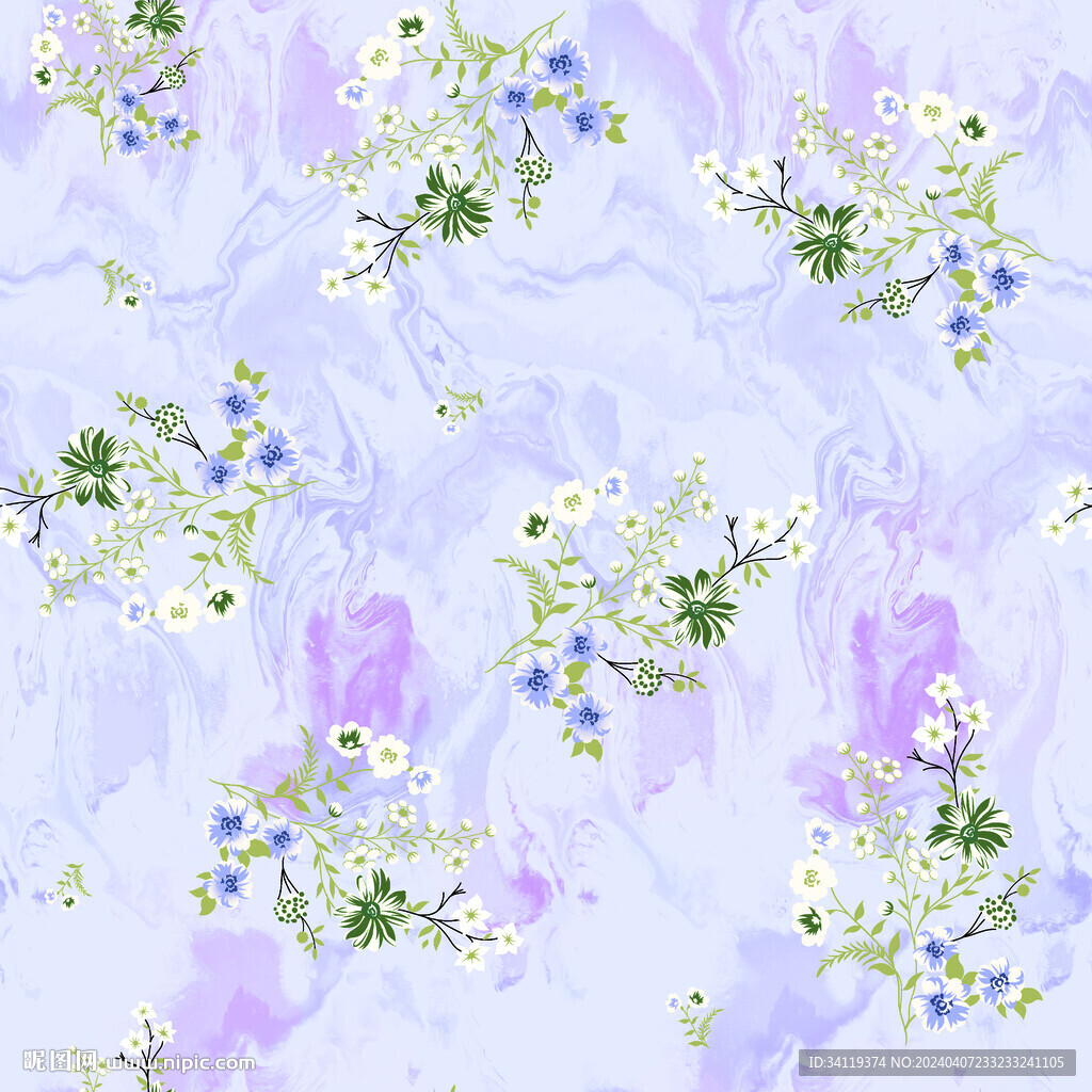 水紋花   數碼印花
