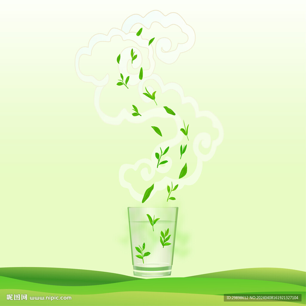茶葉包裝綠茶嫩芽透明杯子祥云圖