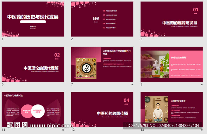 中醫(yī)藥 PPT 設計 粉色