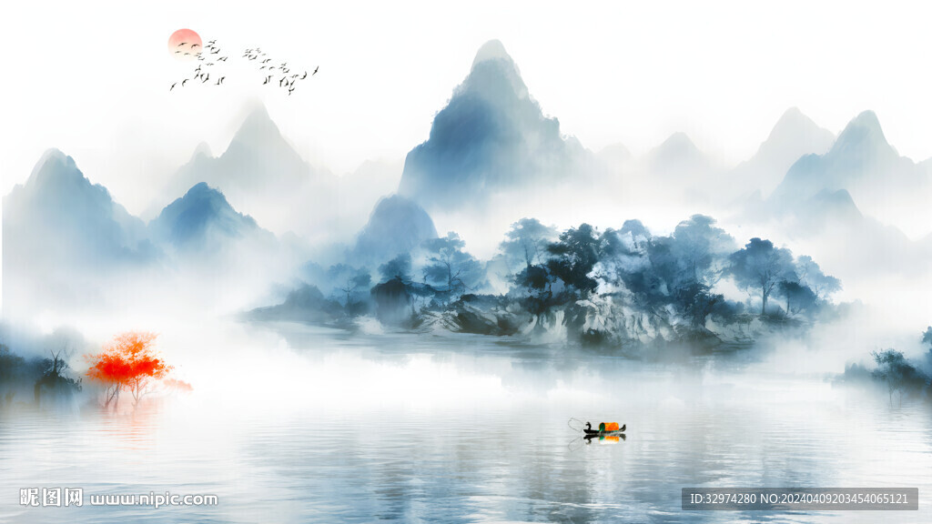 水墨畫電視背景