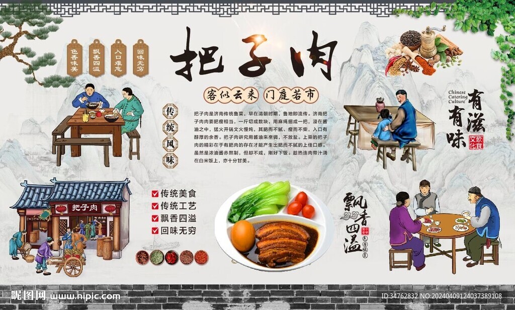 把子肉背景墻