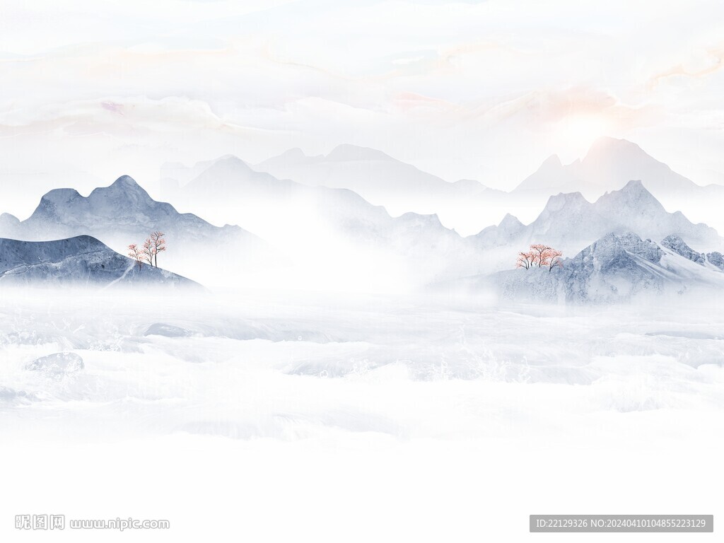 新中式藍色山水