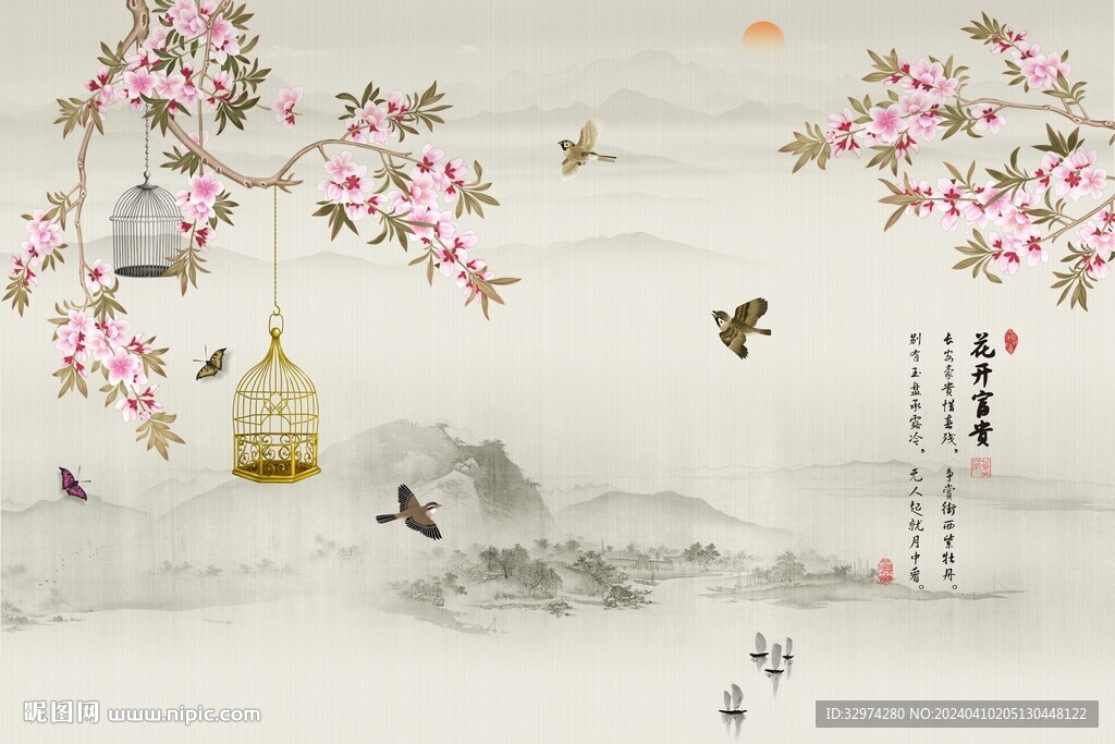 花鳥國畫背景
