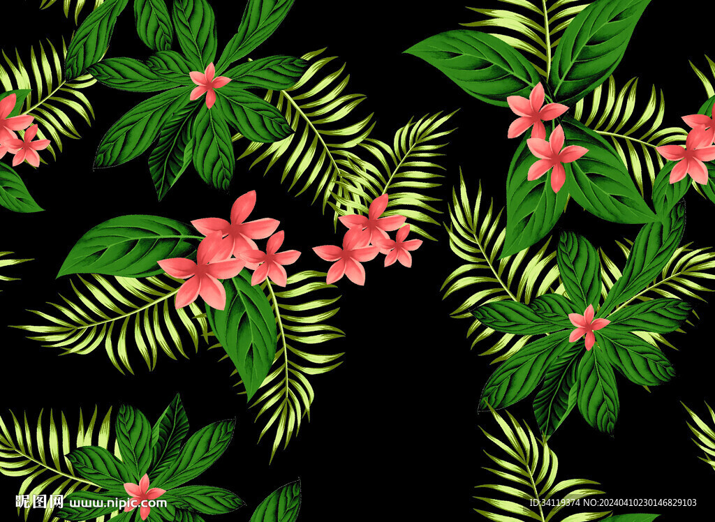 數(shù)碼印花  熱帶葉