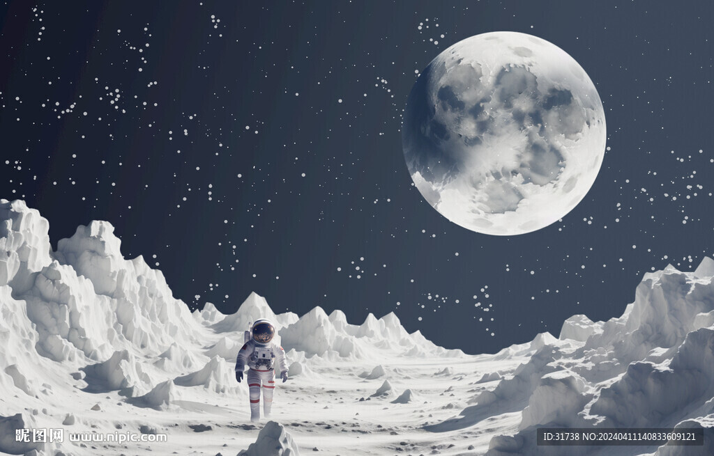 宇航員月球宇宙星空背景墻