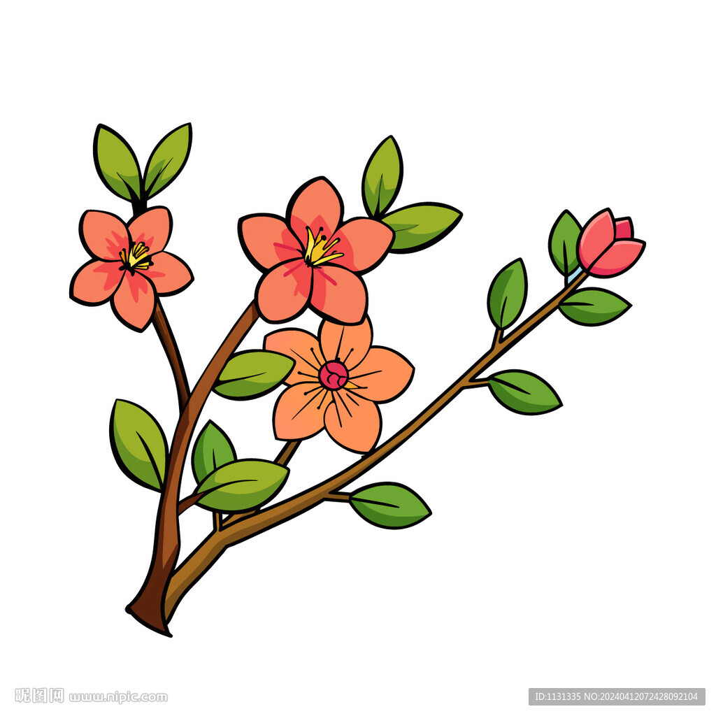 矢量花朵美丽的桃花春天盛开