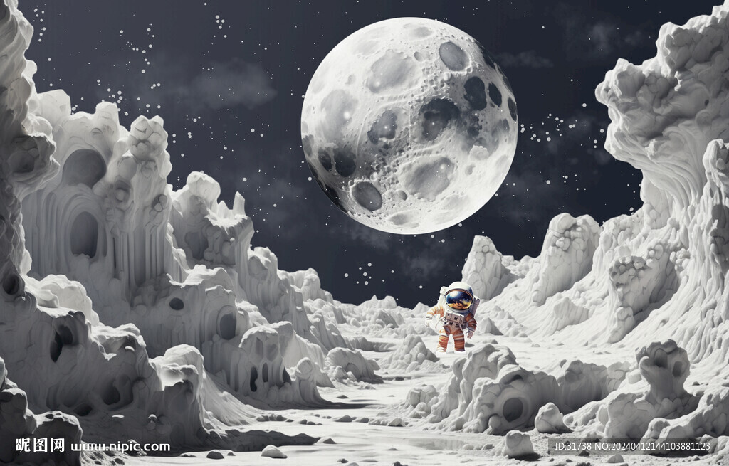 宇航員月球星空背景墻