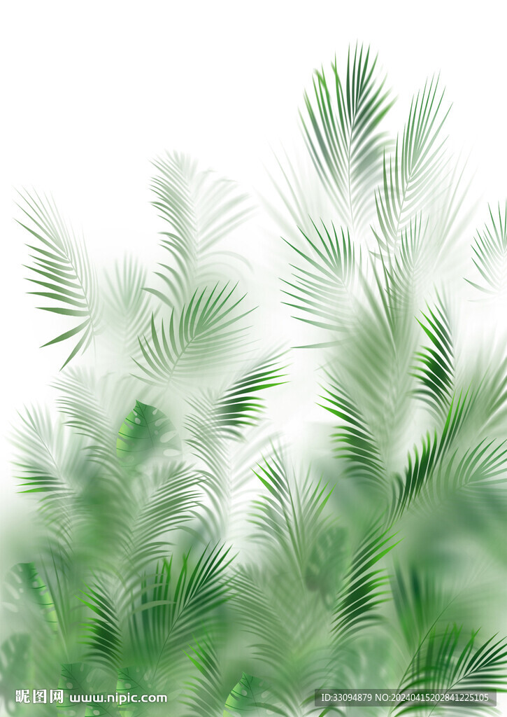 高清分层抽象绿植玻璃打印图